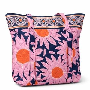 Vintage Loves Me Vera Bradley Floral Pink and Orange Tote Bag- Retired Pattern